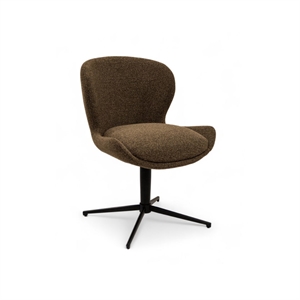 Nicklas spisebordsstol m/ drejefunktion - Returdrej - Brun Bouclé stof - Stærk pris